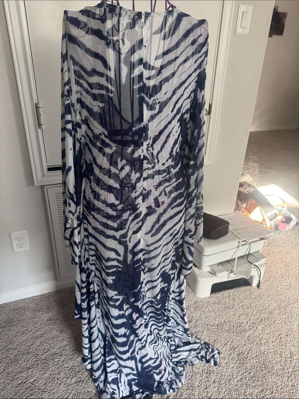 Fashion Nova Navy and White Zebra Print Maxi Dress - Picture 5 of 5
